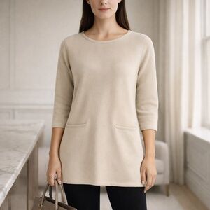 BYLYSE SPENARD Cream Cotton Modal Pocket Tunic Top Quiet Luxury XS